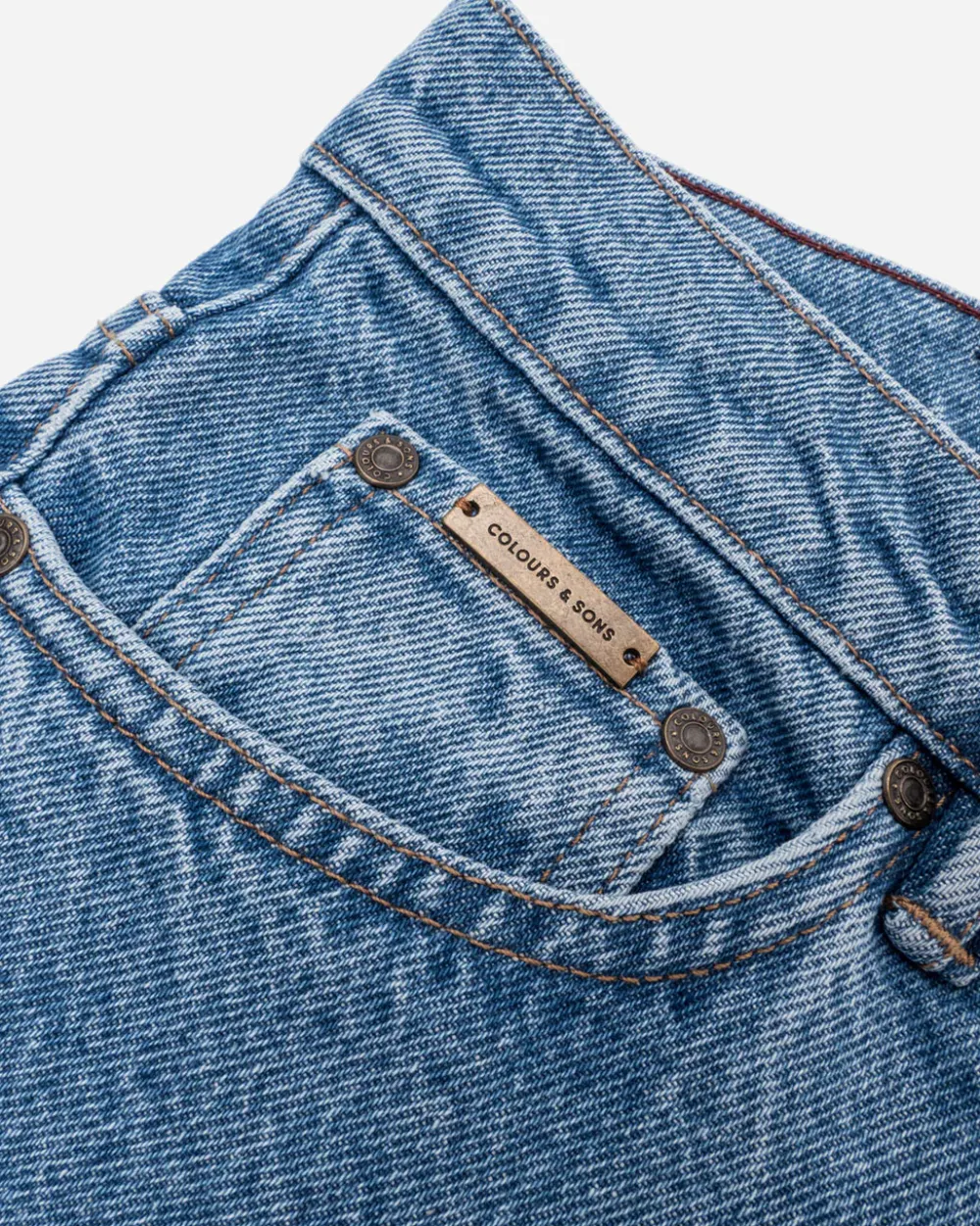 Colours & Sons Denim Cropped Stretch - Washed Blue*Herren Jeans