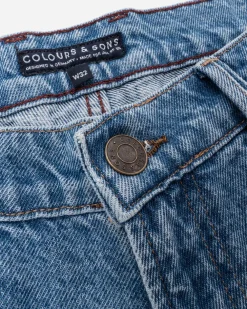 Colours & Sons Denim Cropped Stretch - Washed Blue*Herren Jeans