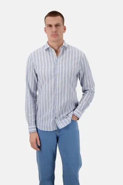 Colours & Sons Hemd gestreift Leinenmischung - Denim Stripes*Herren Hemden