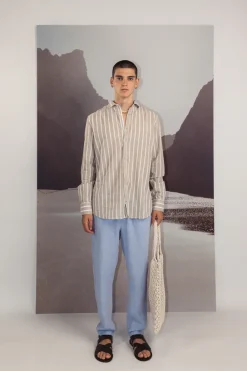 Colours & Sons Hemd gestreift Leinenmischung - Tent Stripes*Herren Hemden