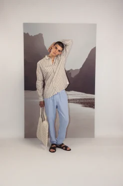 Colours & Sons Hemd gestreift Leinenmischung - Tent Stripes*Herren Hemden