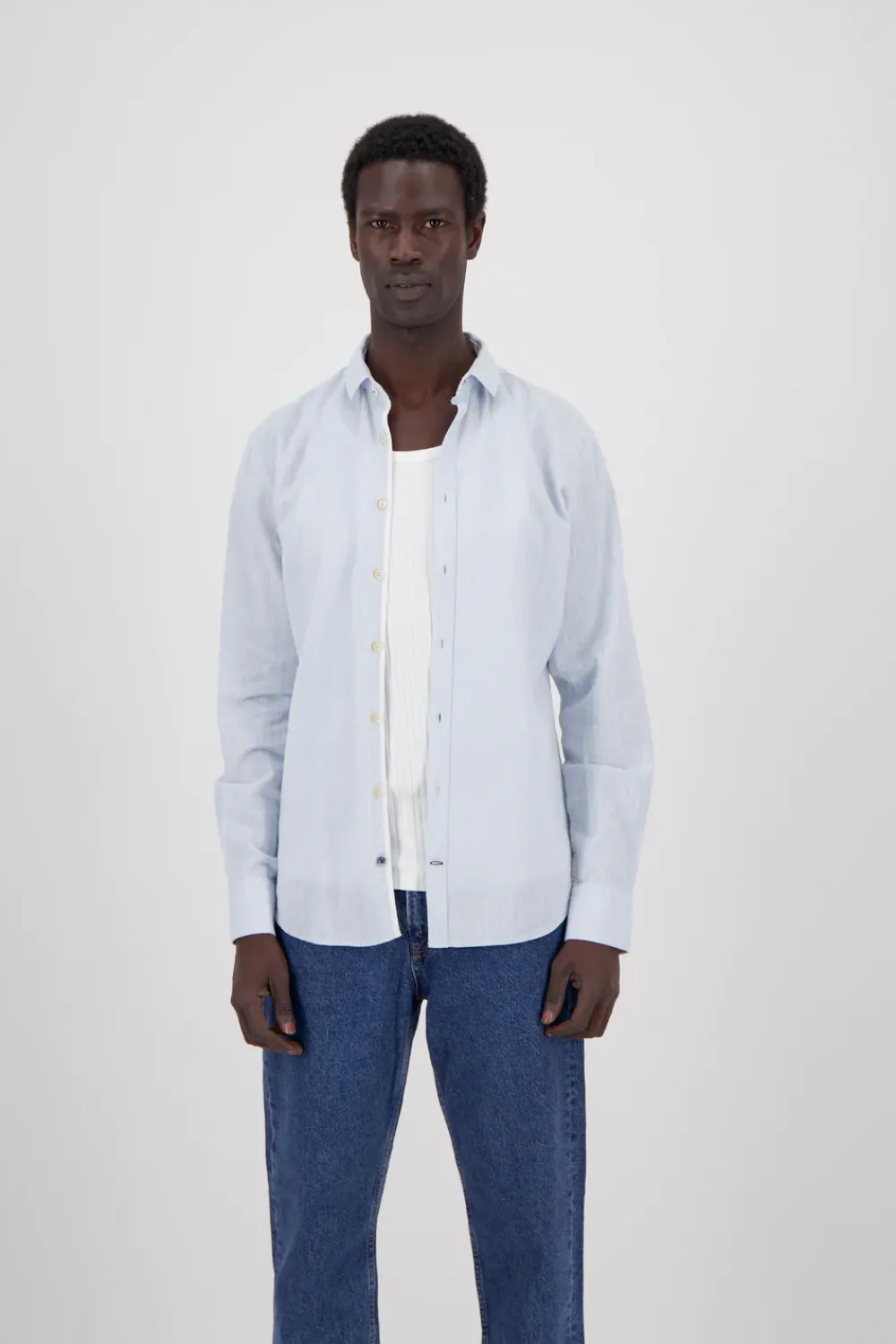 Colours & Sons Hemd Leinen Blend - Sky*Herren Hemden