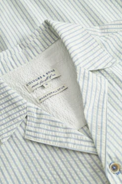 Colours & Sons Hemd Seersucker Striped - Blue Stripes*Herren Hemden