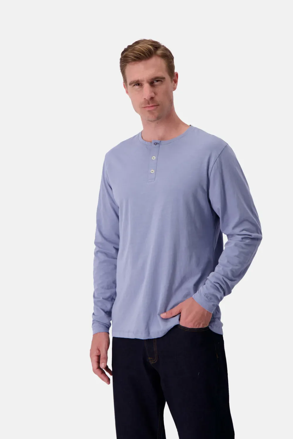 Colours & Sons Henley Shirt Slub - Denim*Herren T-Shirts & Polos|Longsleeves