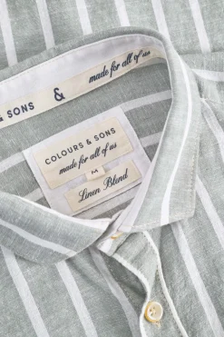 Colours & Sons Linen Shirt striped - Wasabi Stripes*Herren Hemden