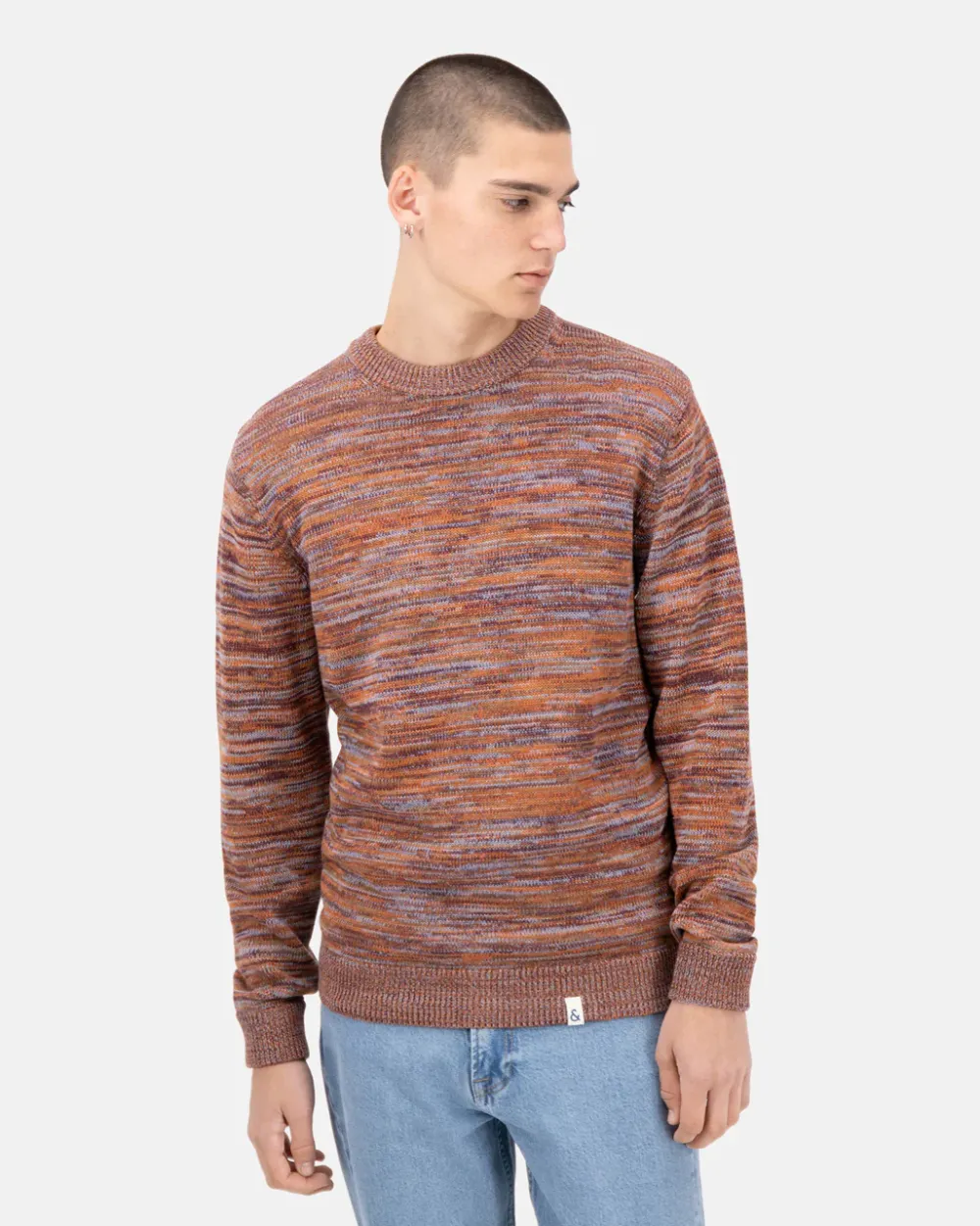 Colours & Sons Mouline Pullover - Merlot Mouliné*Herren Pullover