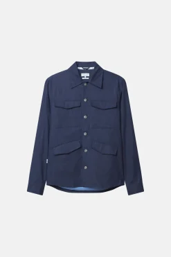 Colours & Sons Safari Shirt Linen Blend - Navy*Herren Jacken