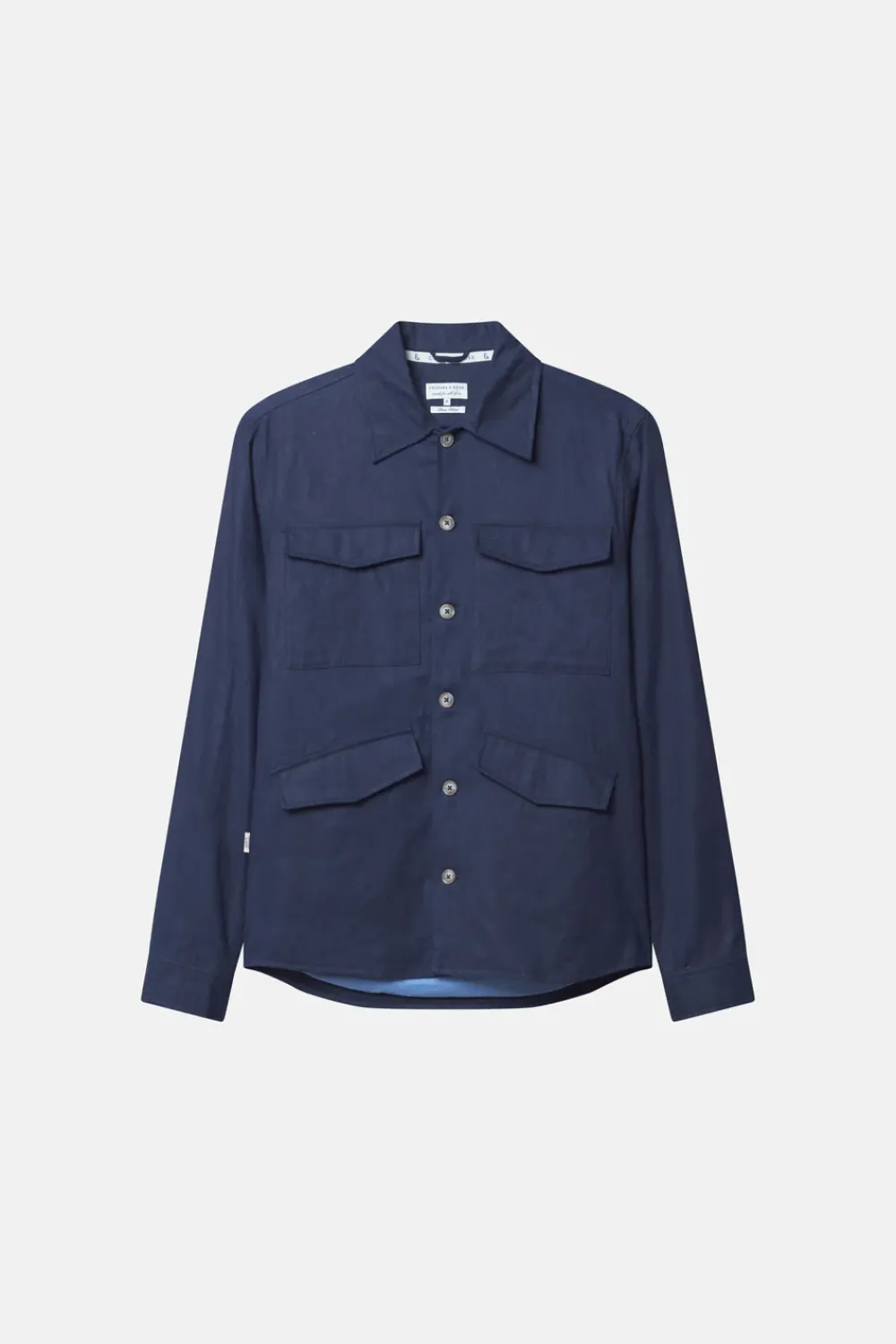 Colours & Sons Safari Shirt Linen Blend - Navy*Herren Jacken
