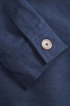 Colours & Sons Safari Shirt Linen Blend - Navy*Herren Jacken