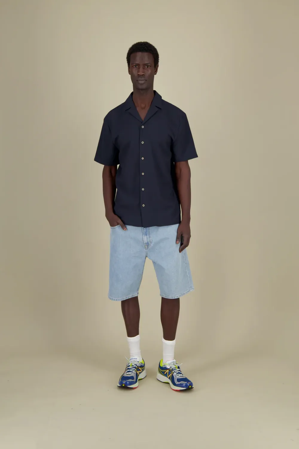 Colours & Sons Shirt Seersucker Solid - Navy*Herren Hemden