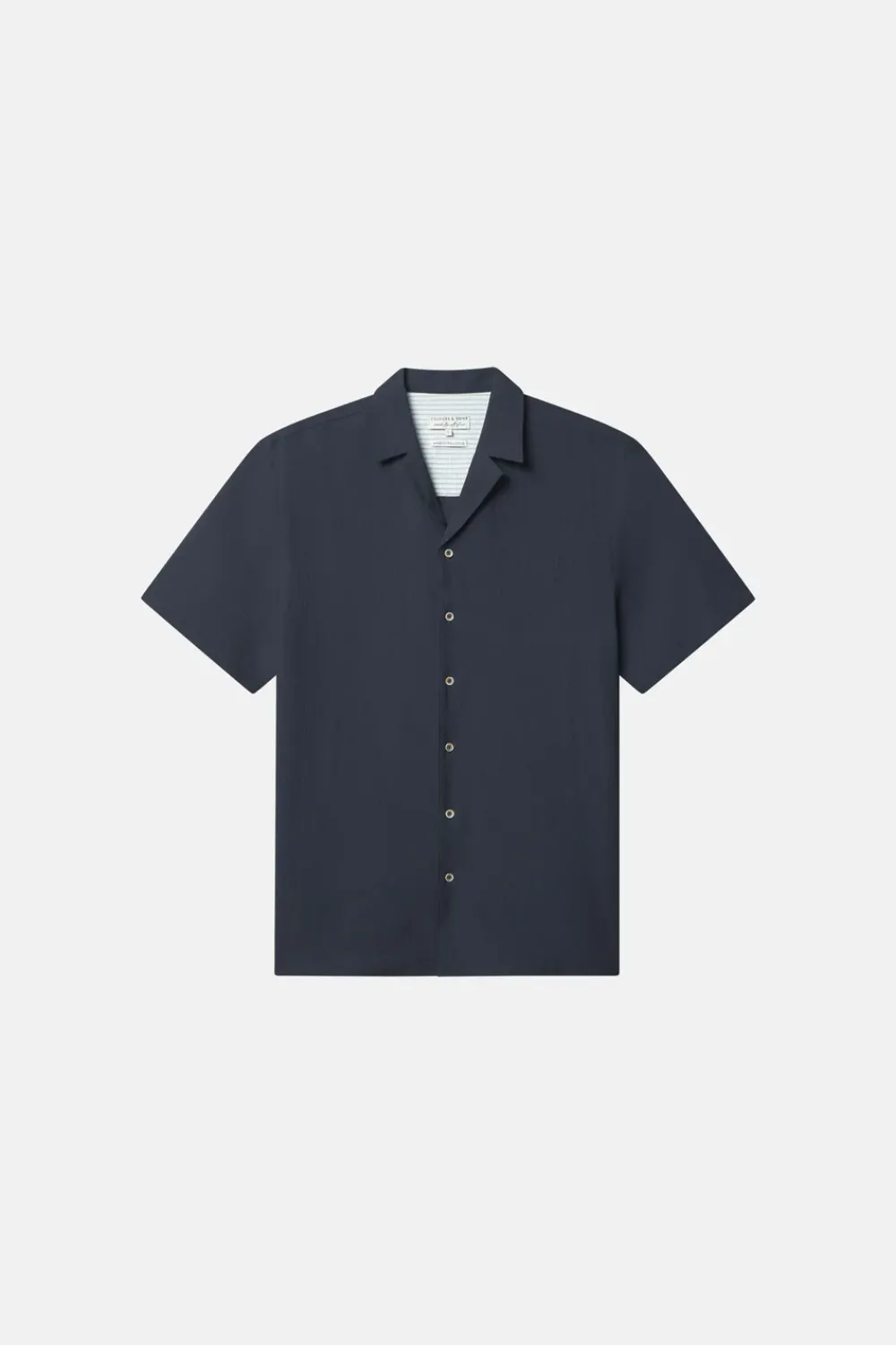 Colours & Sons Shirt Seersucker Solid - Navy*Herren Hemden