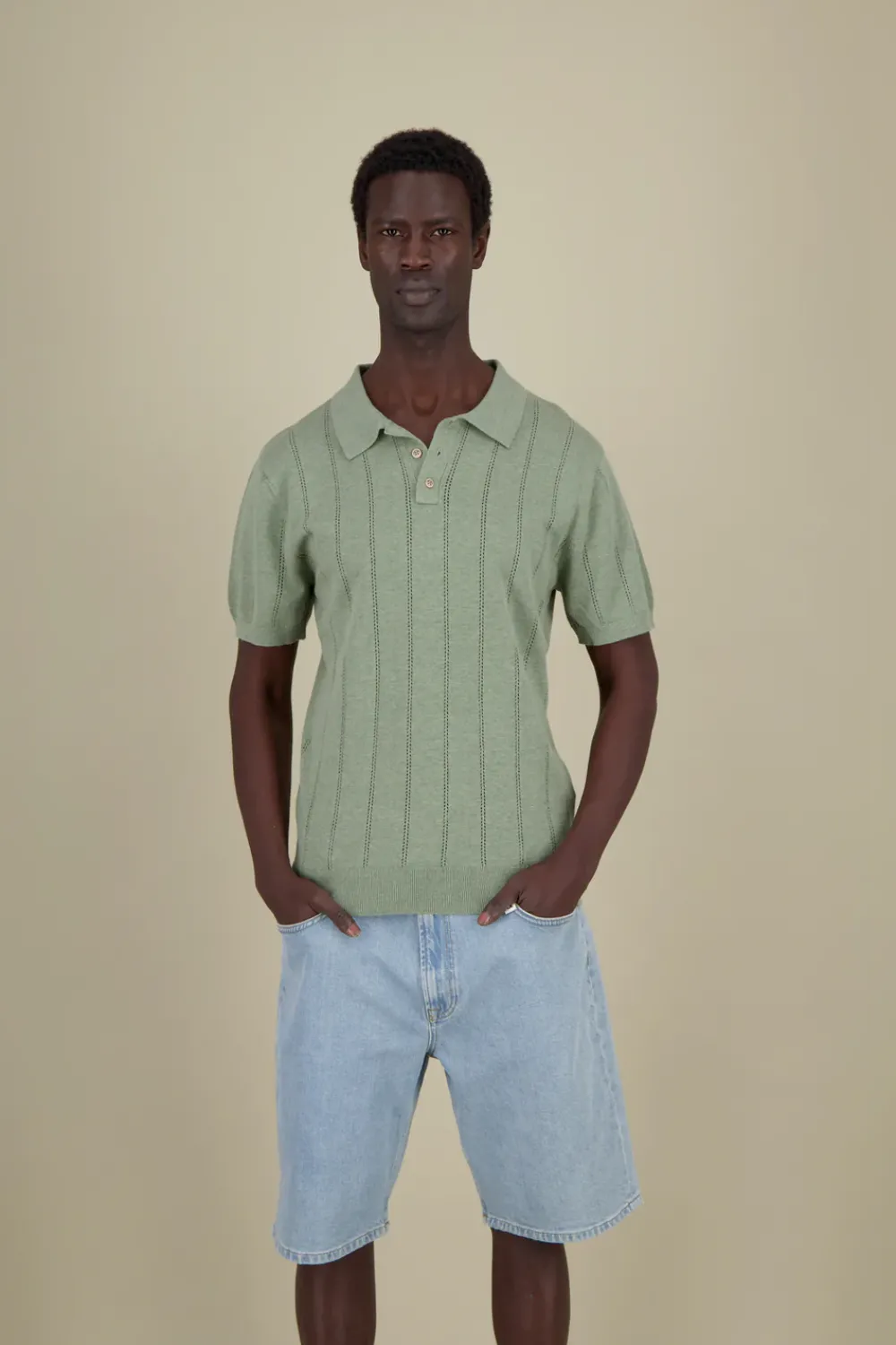 Colours & Sons Strick Polo - Wasabi*Herren Pullover|T-Shirts & Polos
